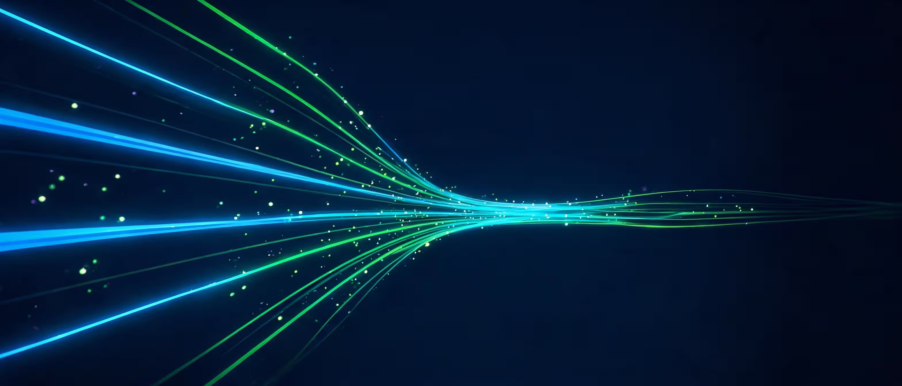 Illustration abstraite lumineuse cyan et vert symbolisant l'automatisation et le gain de temps pour une TPE